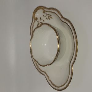 Vintage Limoges Old Abbey porcelain condiment bowl and underplate